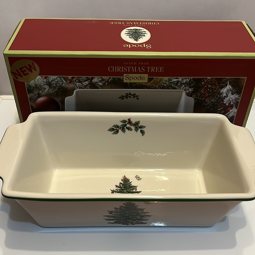 Spode Christmas Tree Loaf Pan - Picture 2 of 3